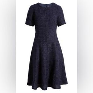 Julia Jordan Metalllic Tweed Fit & Flare Cocktail Dress - NWT - size 8 - in navy
